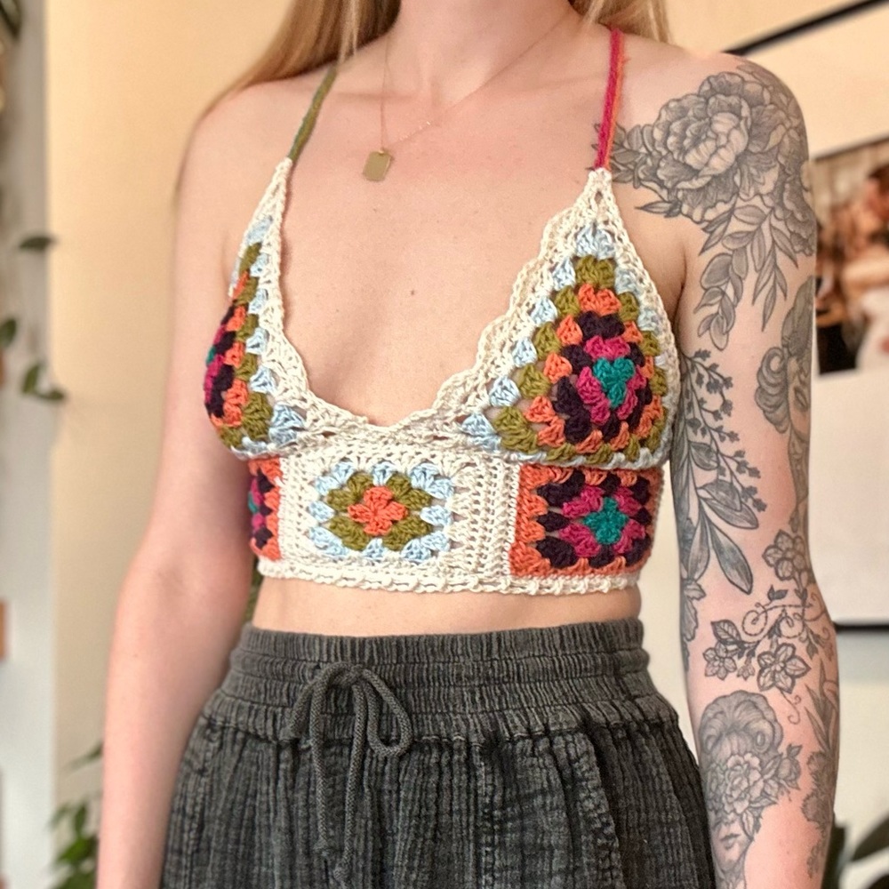 ✨️Crochet Bralette Top - Multicolor Crochet Crop Top✨️